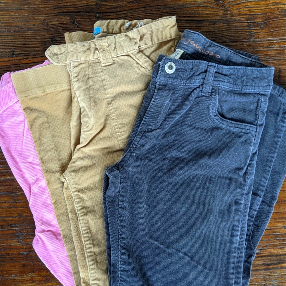 3 Corduroy Pants ( Grey, Light brown and Pink) Good Condition. Size 10/12 Girl
